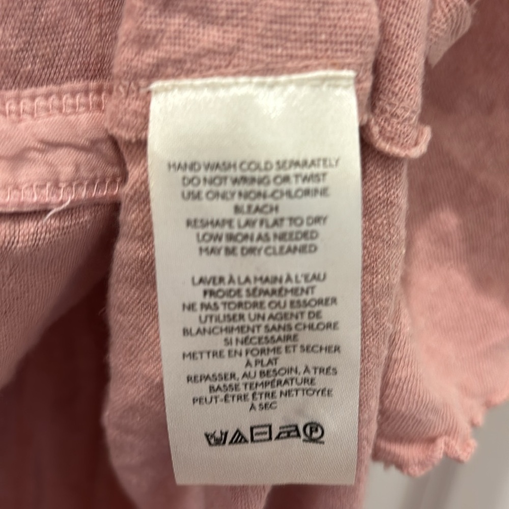 NWOT Free People We the Free linen blend mauve short sleeve button-up Top - S - Picture 4 of 5